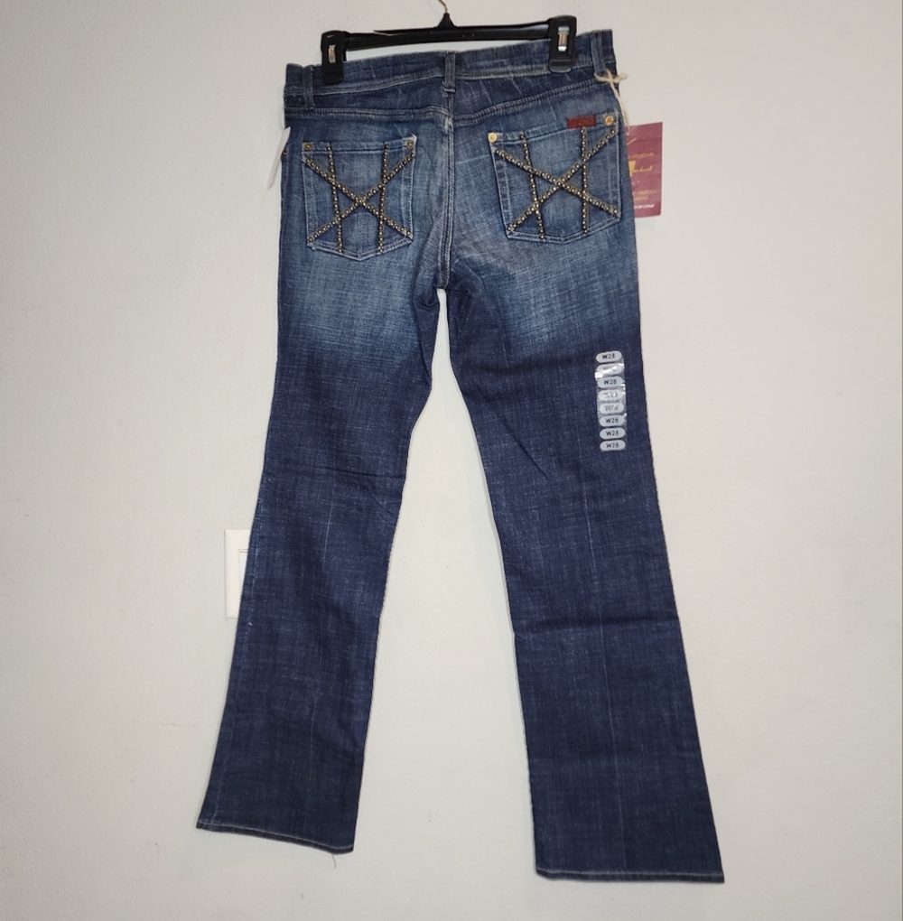 NWT 7 For Alll Mankind Mia Stud Pocket Bootcut Straight Jean Women's size 28